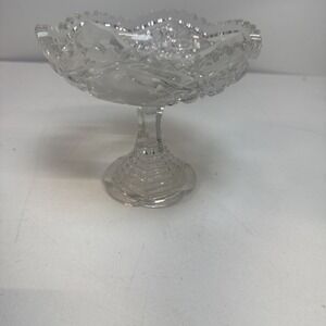Vintage 6" Crystal Cut Glass Footed Round Bowl Dish 5.5" Tall FOSTORIA